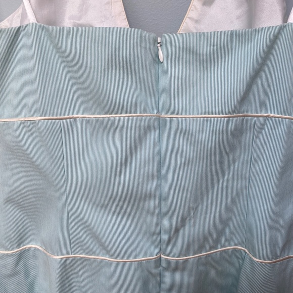 Blue and White Stripe with Embroidery Halter Dress - Picture 7 of 10